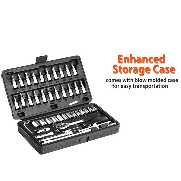 46 pcs Metal 14 Socket Set (Black 46pcs)