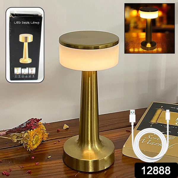 LED Lamp with Touch Control | Decorative Desk Lamp, Portable Metal LED Table Lamp, USB Rechargeable, 3 Color, 3 Levels Brightness, Dimmable Eye Protection Modern Lamp for Home Decor Party Kids Room Bedroom (1 Pc)