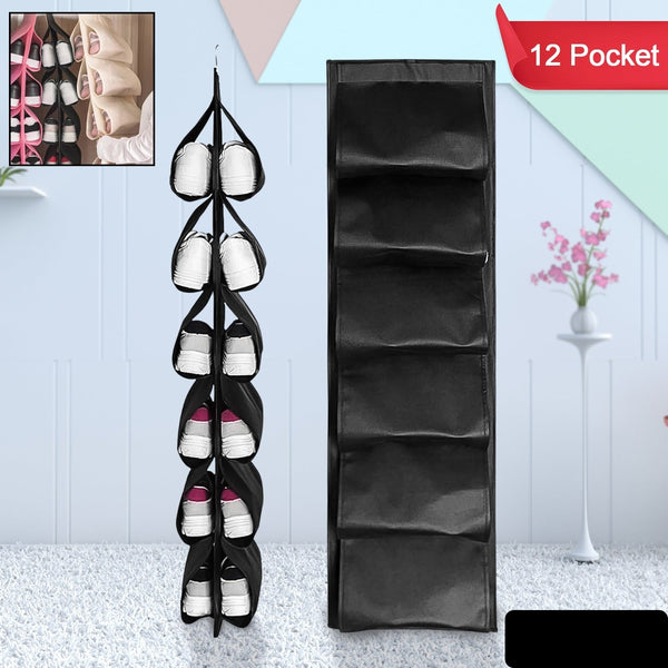 12 Grids Hanging Storage Bag (1 Pc  12 Pocket  Mix Color)