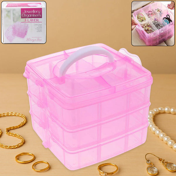 18 Grid 3 Layer Box Clear Plastic Organizer Jewelry Storage Box With Adjustable Dividers Transparent Organizer Box For Earring Fishing Hooks (18 Grids Plastic Storage Box)