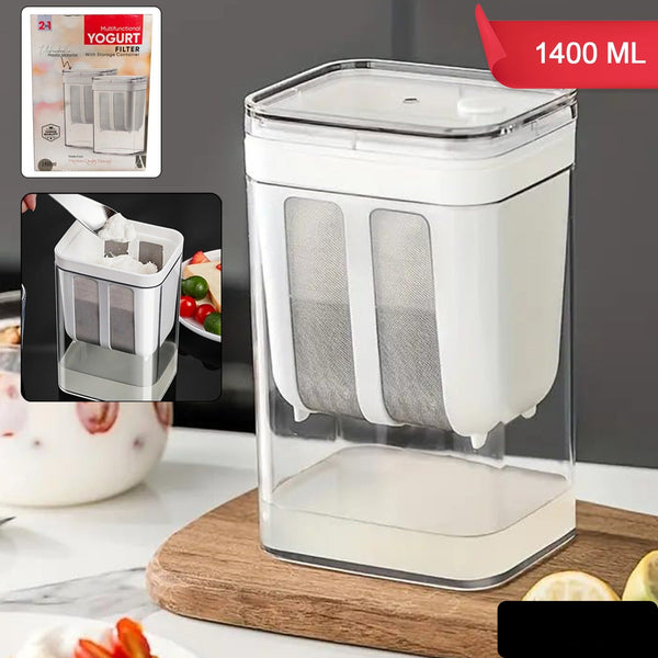 2 In 1 Multifunctional Yogurt Strainer With Storage Container  1400 Ml (1 Set)