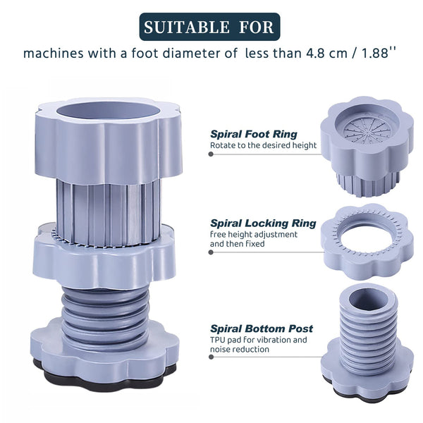 Washing Machine Support Anti Vibration Washing Machine Support Adjustable Washer Anti Vibration Pads Washer  Dryer Pedestals Washing Machine Accessory Anti- Skid Pad Pvc Lifting Pad Non-slip ( 4 Pc Set )