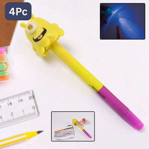 3-in-1 Ball Pen With Marker And Light Versatile Writing Tool (4 Pc)