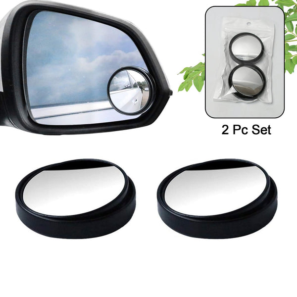 360 Degree Blind Spot Round Wide Angle Adjustable Convex Rear View Mirror - Pack Of 2