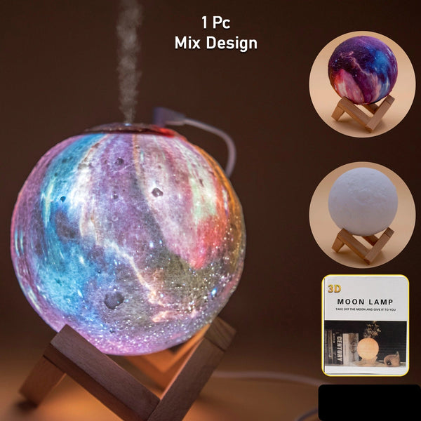 3d 2 In 1 Led Printed Moon Lamp  Aroma Diffuser (1 Pc)