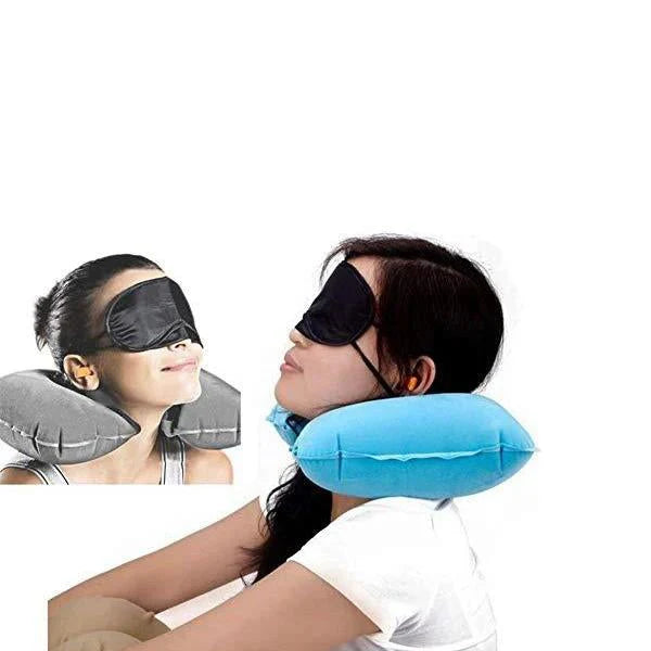 3-in-1 Air Travel Kit With Pillow Ear Buds Eye Mask