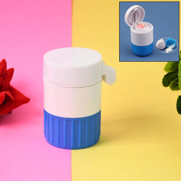 4-in-1 Layer Multipurpose Plastic Portable Pocket Size Tablet Medicine Cutter Divider With Partitioned Storage And Crusher Grinder Powder