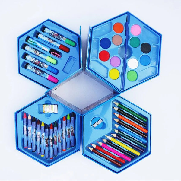 46 Pcs Plastic Art Colour Set With Color Pencil Crayons Oil Pastel And Sketch Pens