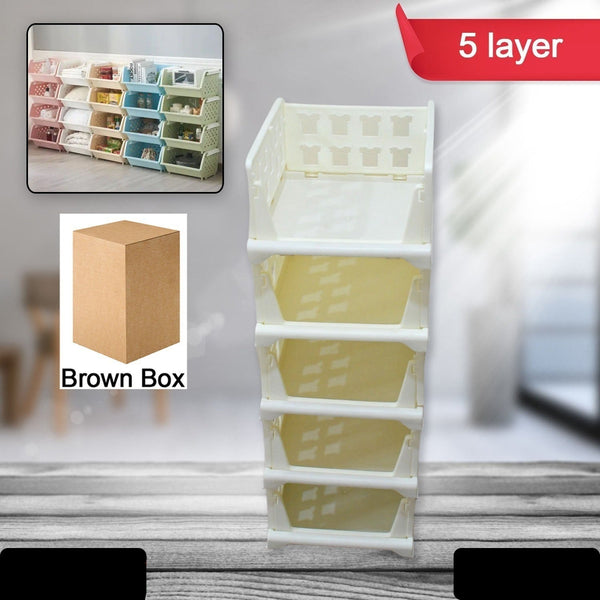 5 Layer Stackable Multifunctional Storage for Clothes Foldable Drawer Shelf Basket Utility Cart Rack Storage Organizer Cart For Kitchen Pantry Closet Bedroom Bathroom Laundry (5 Layer 1 Pc)