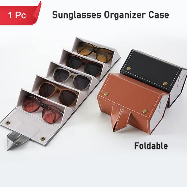 5 Slots Sunglasses Organizer Box Glass Holder Box Spectacle Case Of Sunglasses Specs Case Foldable Travel Glasses Case Storage (1 Pc)