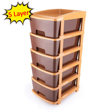 5 Tier Plastic Modular Drawer System For Multiple Use (Brown Color)