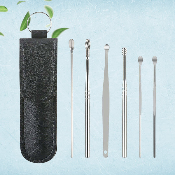 6-in-1 Ear Wax Cleaner- Reusable Ear Cleaning Tools Leather Pouch