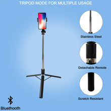 Selfie Stick With Tripod Stand (1 Pc, 160 Cm Long Approx)