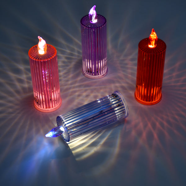 Big Simple Candles For Home Decoration Crystal Candle Lights (Multicolor) (2 Pc)