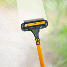 Mesh and glass cleaning squeegee with brush, compact and easy to use for home cleaning.