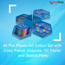 46 Pcs Plastic Art Colour Set With Color Pencil Crayons Oil Pastel And Sketch Pens