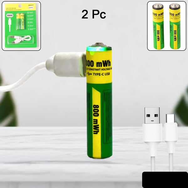 Aaa Rechargeable 800 Mwh Batteries With Recharging Cable (2 Pc Set)