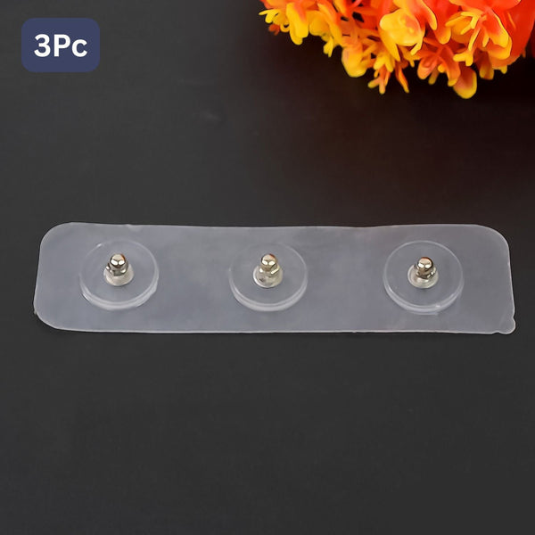 Adhesive Nails Wall Hooks (Screw Sticker, 3 Hook, 3 Pc)