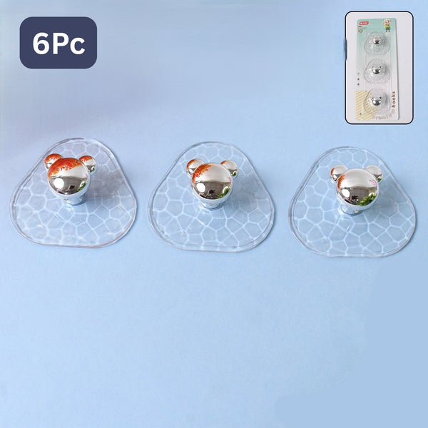 All-plastic Adhesive Wall Hooks - Strong No Damage Easy To Install (6 Pc Set)