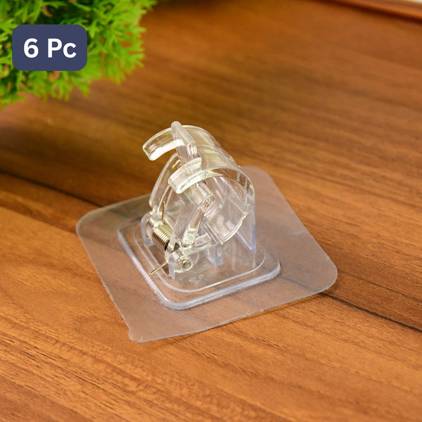 Self-adhesive Transparent Wall With Spring-loaded Anti-slip Clip (6 Pcs)
