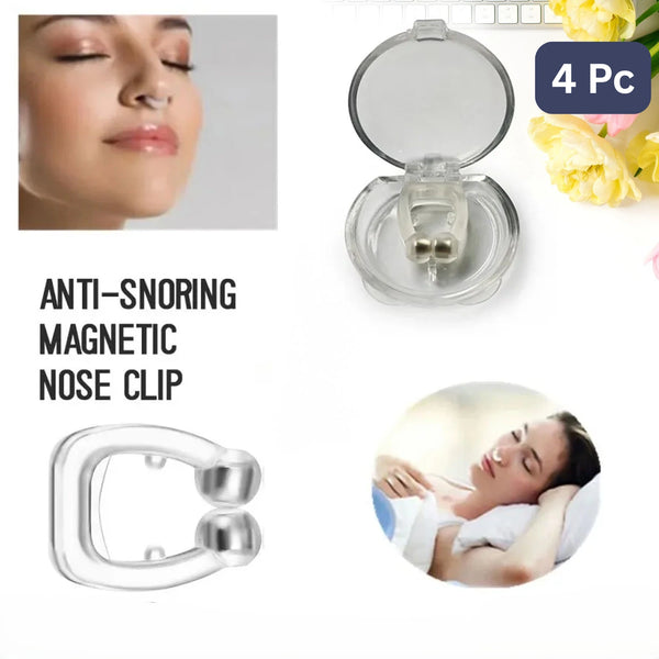 Anti Snore Device For Men And Woman Silicone Magnetic Nose Clip For Heavy Snoring Sleeper Snore Stopper Anti Snoring Device (4 Pc)