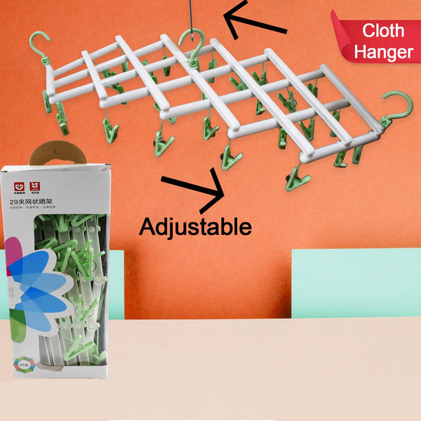 Big Adjustable Clothes Hanger Windproof Tumble Dryer Extendable Socks Washing Liner Plastic Drying Rack Sock Hanger Foldable Hanger Underwear Dryer With 29 Clips