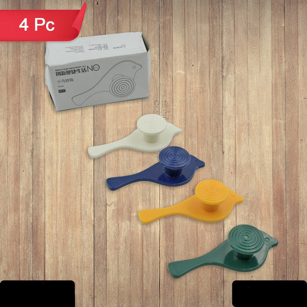 Bird Hook Self Adhesive Hooks Wall Mounted Hook Shower Towel Hook Hat Hooks Rack Coat Hook Door Back Hook Adhesive Hooks For Wall Novelty Wall Hook (4 Pc Set)