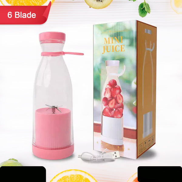 Blender Portable Juicer For Smoothie  Juice  Vegetable Shakes With 6 Blades Wireless Charging Mini Personal Size Mixer Bottle Grinder 420 Ml Multicolor