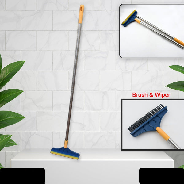 2 In 1 Cleaning Brush Long Handle Floor Brush Rotatable Cleaning Brush For Bathroom Kitchen 120 Degree Triangular Rotating Brush Head With Wiper