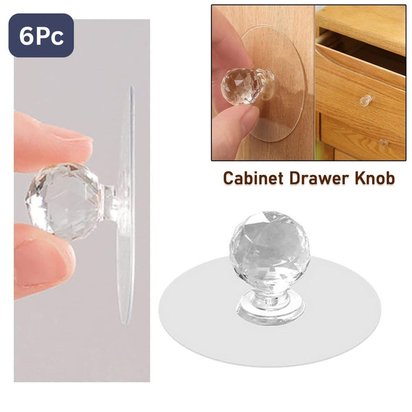 Clear Cabinet Drawer Knobs Hook Diamond Crystal Shaped Pulls Handles For Wardrobe Kitchen Cupboard Bathroom Dresser Furniture Door Window (6 Pc)