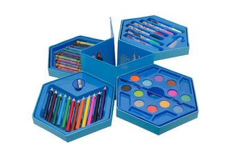 46 Pcs Plastic Art Colour Set With Color Pencil Crayons Oil Pastel And Sketch Pens