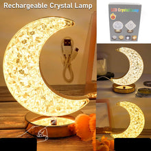 Crystal Table Lamp  Moon Shape Touch Control Lamp With 3 Color  Metal Bedside Lamp For Kids Bedroom Romantic Desktop Nightstand  Stepless Dimming Usb Charging Touch Night Light