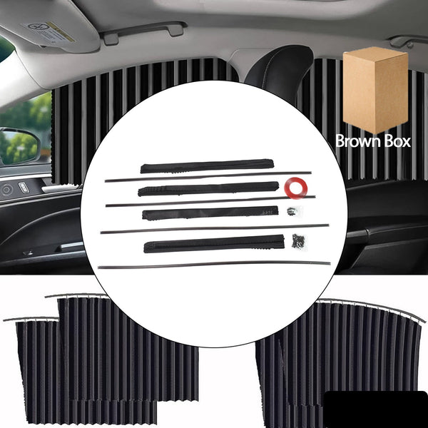 Curtain For Car Window Heat Sunshade Protection (4 Pcs With Curtain Hook  Adhesive Tap Set)