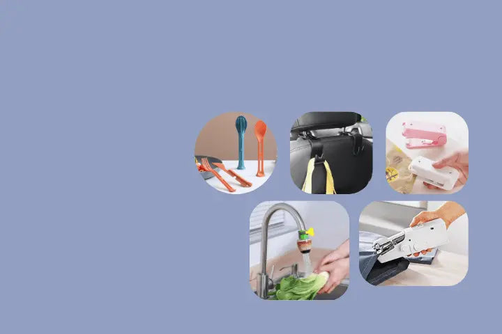 Innovative things and multipurpose products on a blue background