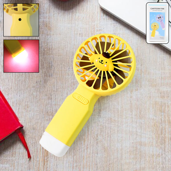 Cute Cartoon Handheld Fan With Led Light (1 Pc)