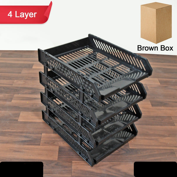 File Cabinets Storage Rack Magazine Newspaper Rack Filing Cabinet Four-layer File Rack Stacking Rack Desktop File Storage Rack Office Data File Rack Drawer Type Classification Cabinet Desktop File Holder Organizer For Office (4 Layer)