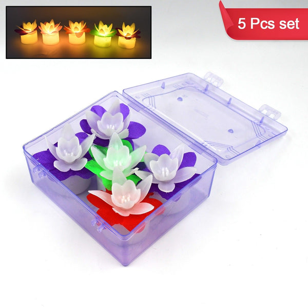 Decoration Candles Led Diwali Decor Lotus Flower Candle (5 Pc)