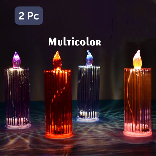 Big Simple Candles For Home Decoration Crystal Candle Lights (Multicolor) (2 Pc)