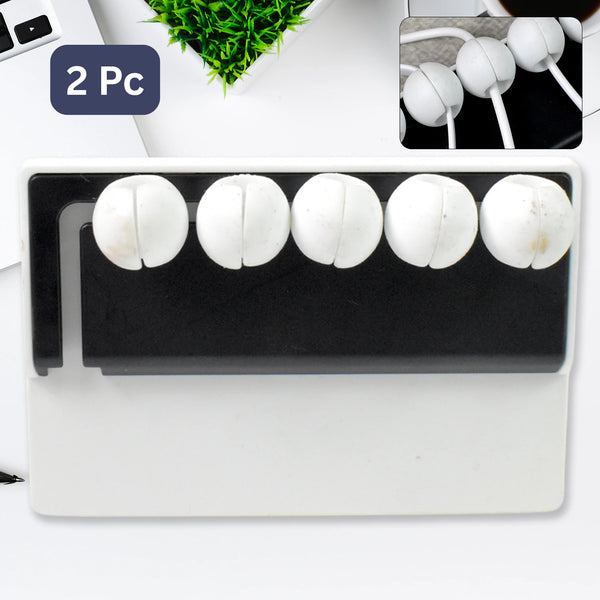 5 Slots Adhesive Desk Cable Cord Holder For Charging Cable (2 Pc, Mix Color)