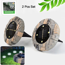 Disk Lights Slate Heavy Duty Outdoor Solar Pathway Lights 4 Led (2 Pc)
