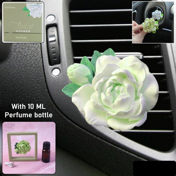 Elegant Rose Flower Car Air Freshener Clip For Ac Vent With Perfume Bottle 10 ml(1 Pc)