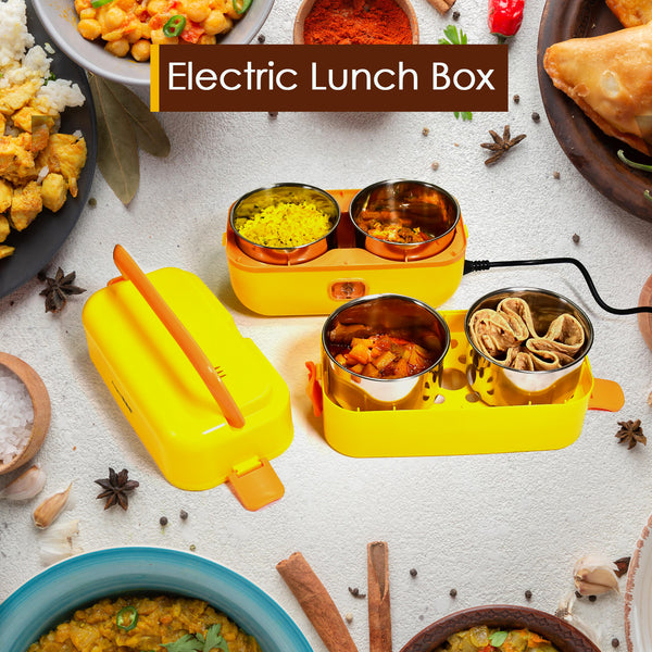2 Layer Electric Lunch Box For Office Portable Lunch Warmer With Removable 4 Stainless Steel Container.