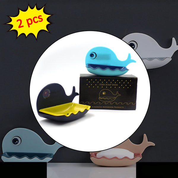 Fish Shape Soap Dish Adhesive Waterproof Wall Mounted Bar Soap Dish Holder  (Pack Of 2pc)