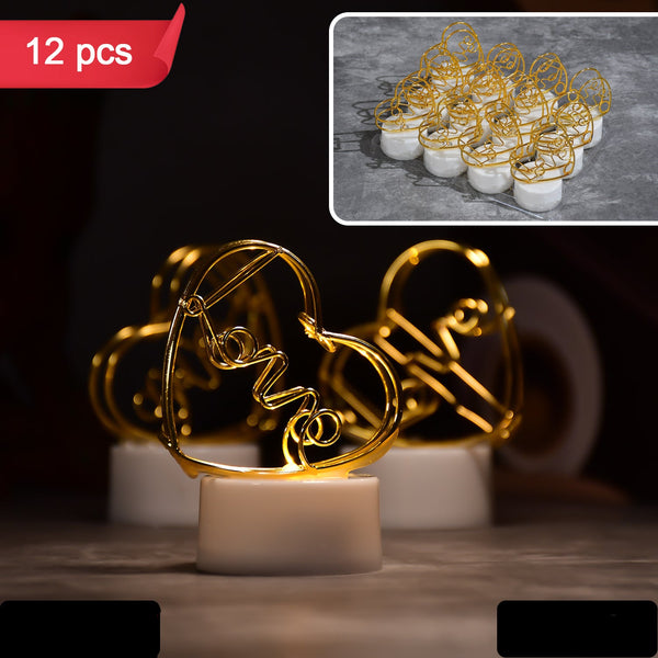 Multicolor Flameless Heart Design Candles For Decoration (Set Of 12pc)