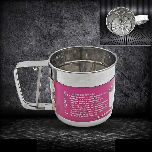 Flour Sifter Stainless Steel Shaker Creation Baking Stainless Steel Shaker Sieve Cup Manual Flour Sifter With Measuring Scale Mark Flour Sifter Flour Sieve Multipurpose Handheld For Hotel For Kitchen Home
