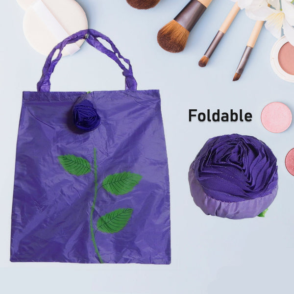 Foldable Bag Cute Rose Shape Cover Reusable Bag Naylon Bag Nylon Shopping Carry Bags Large Reusable Foldable Bag Eco Friendly Shopping Folds To Pocket Size Tote Grocery Shoulder Handbag Travel Bag (1pc)