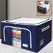 Foldable Steel Frame Clothes Living Storage Organizer Handled Bag Box For Large Size Bedding Blankets Women Saree Toys  Cloth Storage Box  Bag (66 Liter)
