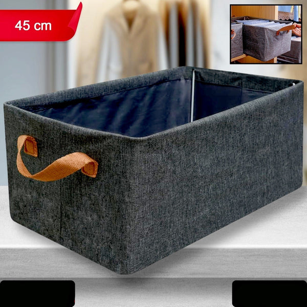 Foldable Storage Box With Lid And Handles Cotton And Linen Storage Bins And Baskets Organizer For Nursery Closet Bedroom Home (45 Cm)