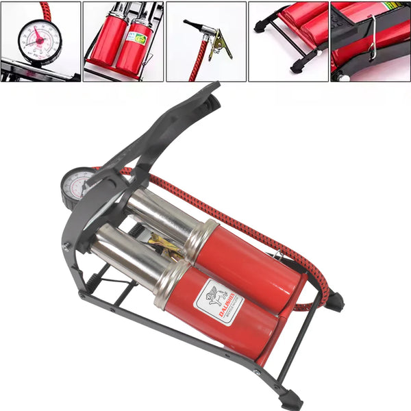 Dual-cylinder Foot Pump Portable Floor Bike Pump 150psi Air Pump