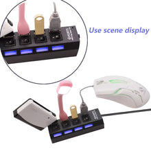 4 Port Usb Hub Usb 2.0 Hub Splitter High Speed With On/ off Switch Multi Led Adapter Compatible With Tablet Laptop Computer Notebook